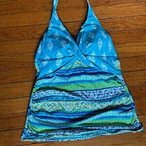 Land's End Twist Front Halter Tankini Top Size 8